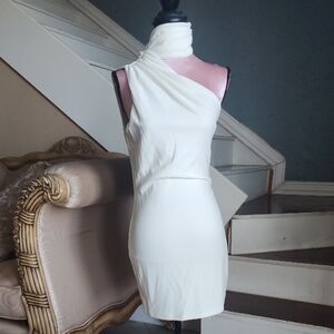 Fashion Nova White One-Shoulder Dress